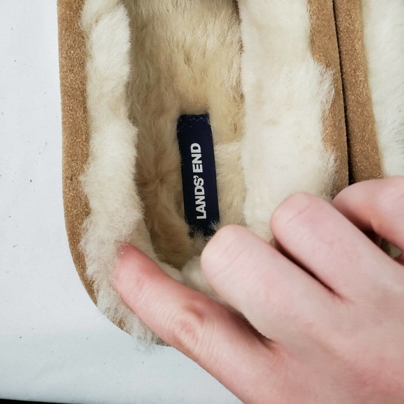 Lands End Mens Suede Leather Moccasin Slippers NWT - Picture 7 of 12